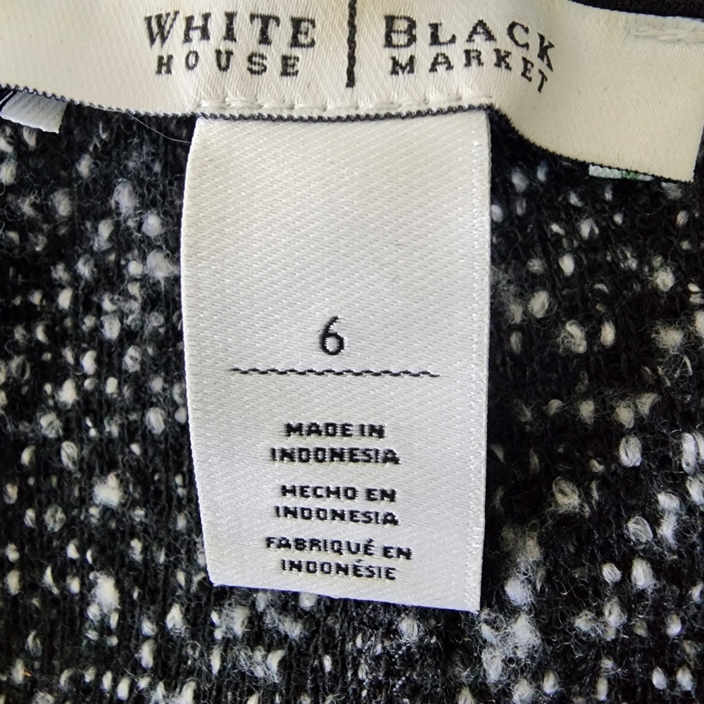 White House Black Market | Black & Gray Blazer with Tuxedo Lapel | - Picture 8 of 10